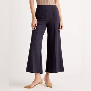 NWT Quince Ultra-Stretch Ponte Super Wide Leg Ankle Pant in navy